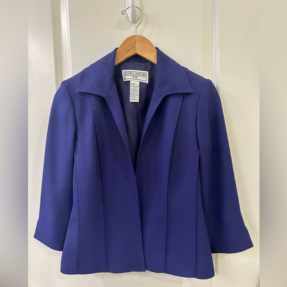 Jessica Howard 2 Piece Blazer Dress Set Size 4 Petite Sheath Dress Jacket Purple - Picture 10 of 16